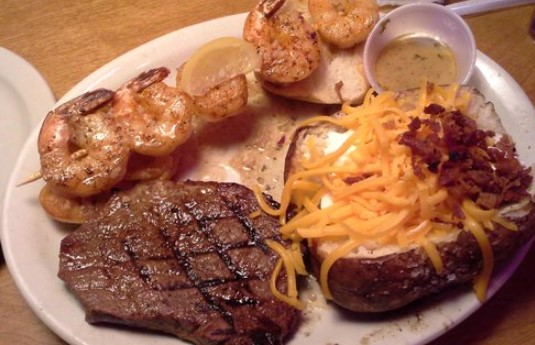 Texas Roadhouse Filet and Grilled Shrimp
